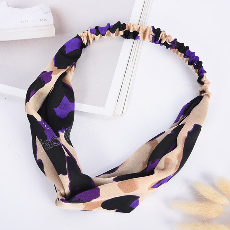 Tie-Dye Floral Print Headbands For Girls Fashion Leopard Twisted Cross Knot headwraps Turban Elastic Hairbands Hair Accessories