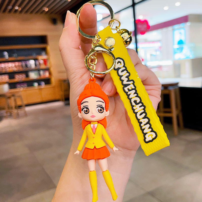 Cute Anime Keychain Charm Key Ring Fob Pendant Lovely Student Dress Princess Doll Couple Students Personalized Creative Valentine's Day Gift A8 UPS