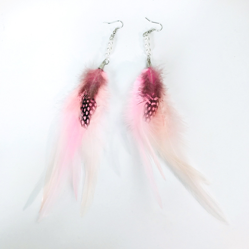 Pendientes de plumas bohemios, pendientes colgantes de estilo étnico Vintage, pendientes de tuerca, accesorios de moda para fiesta para mujer