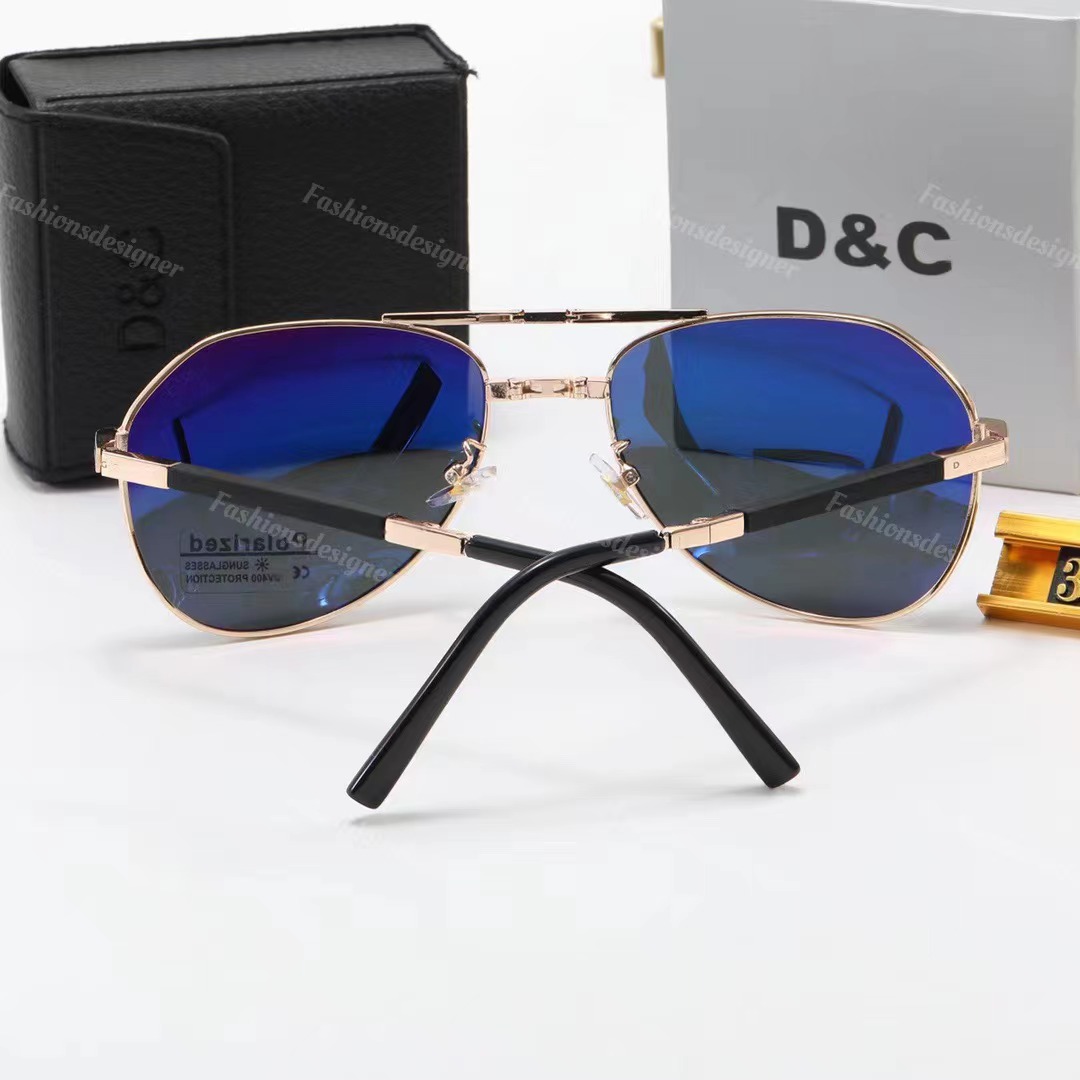 Zonnebril heren designer zonnebril Diagonaal geslepen zonnebril DC Opvouwbaar UV400 Bescherming Zwart Bruine lens gouden frame heren zonnebrillen groothandel