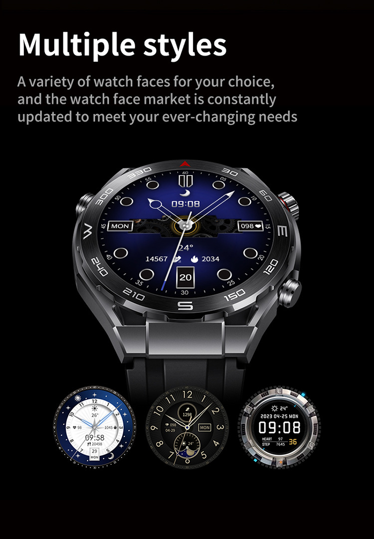 MT15S Smart Watch Ultimate Men NFC Bluetooth Chiamata Assistente vocale Bussola Bracciale Frequenza cardiaca Sport all'aria aperta Business Smartwatch