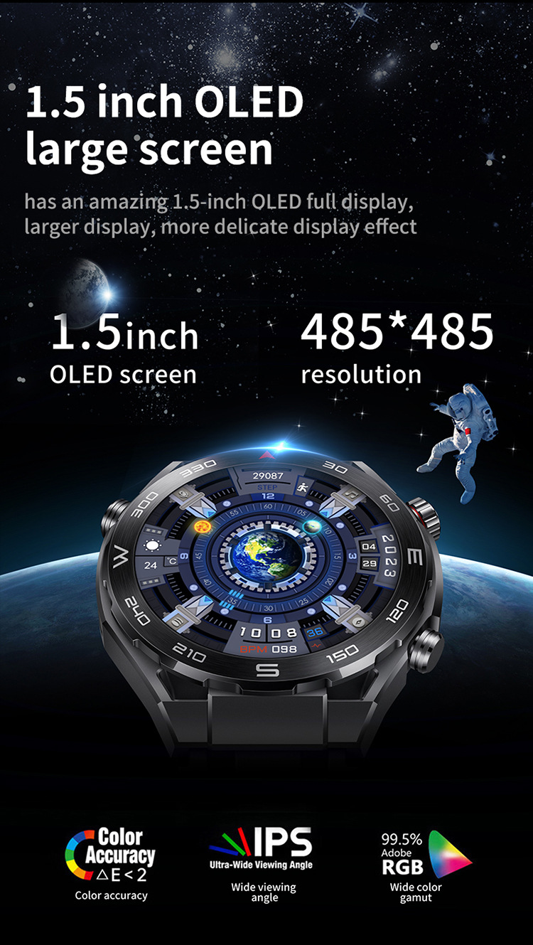 MT15S Smart Watch Ultimate Men NFC Bluetooth Call Voice Assistant Compass Bracelet معدل ضربات القلب في الهواء الطلق في الساعة الذكية