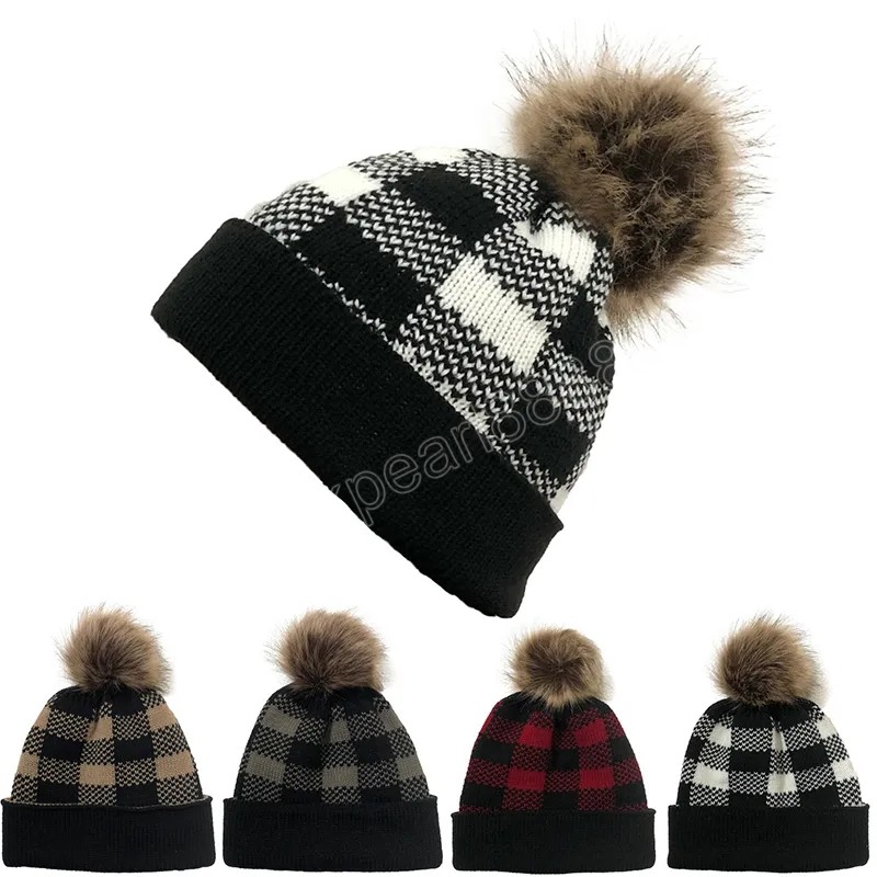 Chapeau tricoté en boule de laine pour femmes Skullies hiver chaud chapeau de luxe pour femmes casquette de Ski en plein air filles chapeau bonnets chapeau de neige de noël