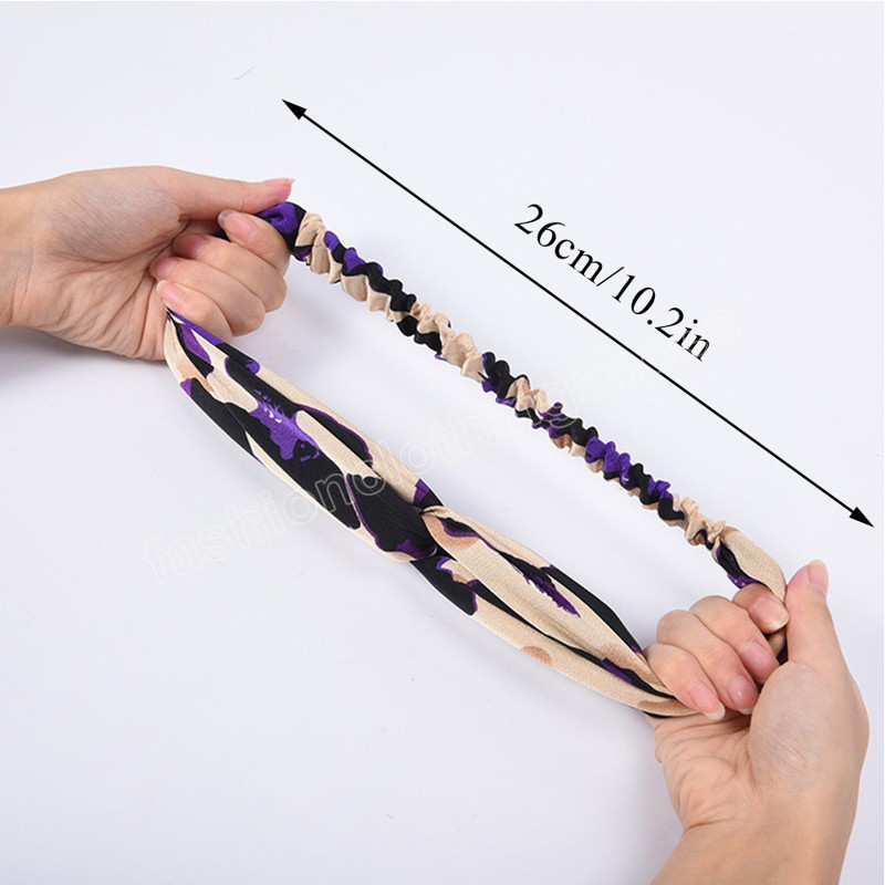 Tie-Dye Floral Print Headbands For Girls Fashion Leopard Twisted Cross Knot headwraps Turban Elastic Hairbands Hair Accessories