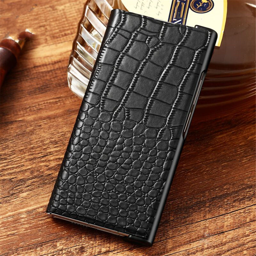 Genuine Leather Crocodile Python Ostrich Case for Huawei Mate X2/XS 2 Window View Magnet Flip Stand Cover