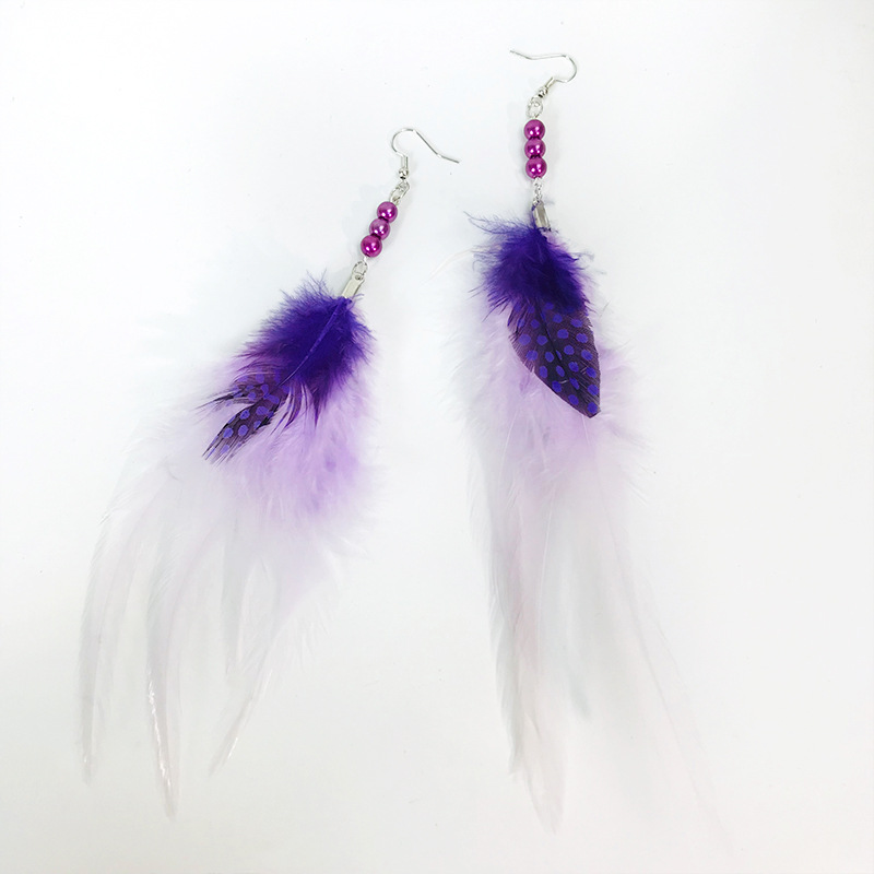 Pendientes de plumas bohemios, pendientes colgantes de estilo étnico Vintage, pendientes de tuerca, accesorios de moda para fiesta para mujer