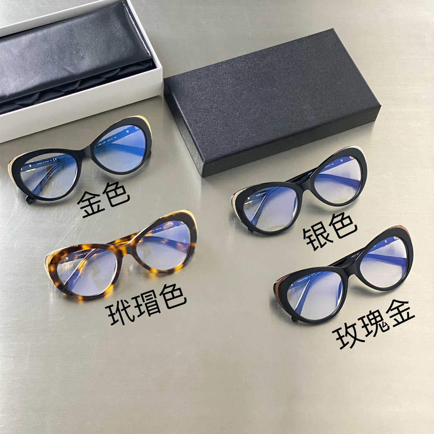 High quality fashionable luxury designer sunglasses Black Plain Eyeglass Frame Temperament Gold Border Cat Eye Glasses New Network Red Same Style