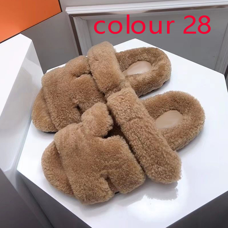 winter slipper fashion Lazy letter Flat bottom Hotel casual Slipper women designer shoes sexy Lady Cartoon Plush slippers keep warm wool flops size 35-41-42 With box