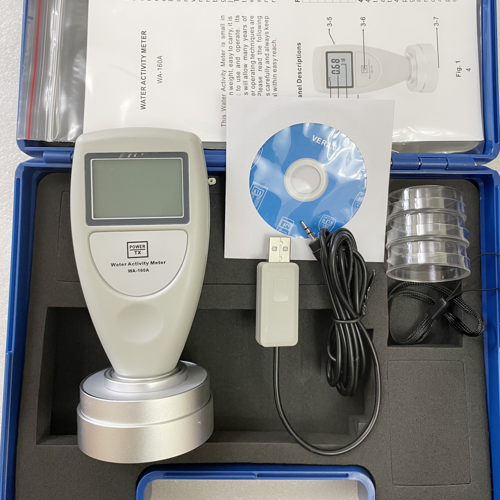 Handhållen vattenaktivitetsmätare WA-160A+USB-datakabel och mjukvara mäter majs/bröd/kaka matvattenaktivitet Tester Mat WA-mätare