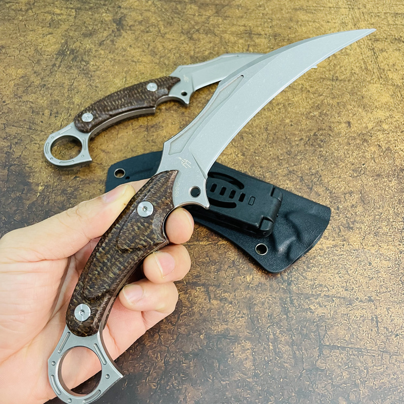 Новый S7205 Karambit Knife DC53 Сатиновый лезвие Полное танг