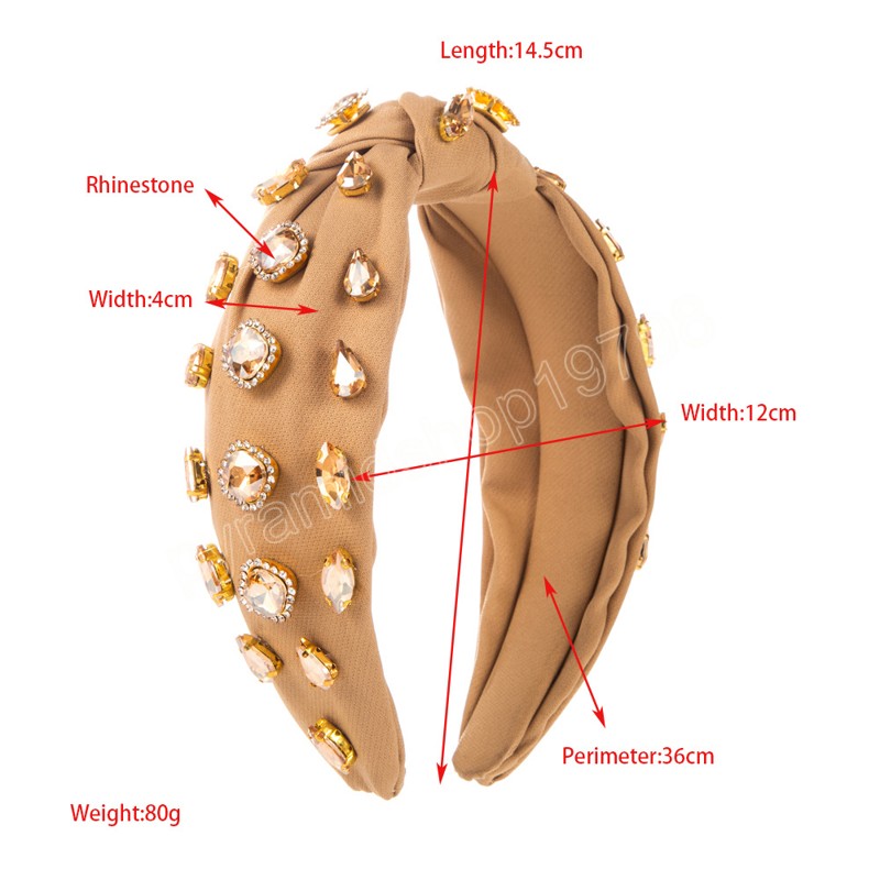 豪華な幾何学的なラインストーンヘアフープファッションヘアアクセサリー女性の光沢のあるダイヤモンドノットヘアバンドヘアフープヘッドウェア