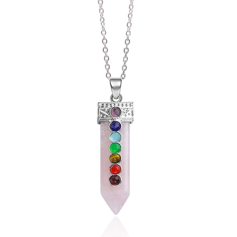 7 Chakra Amethyst Pendant Halsband Handgjorda Reiki Healing Crystal Amulet Stone Jewelry for Women Men