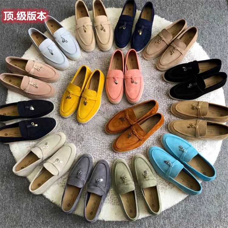 loro piano shoe Top version LP shoes Womens Shoes Autumn 23 Leather LP Slip-on shoe Shoes for Couples Slip on Soft Sole Casual Single Shoes for Women high quality