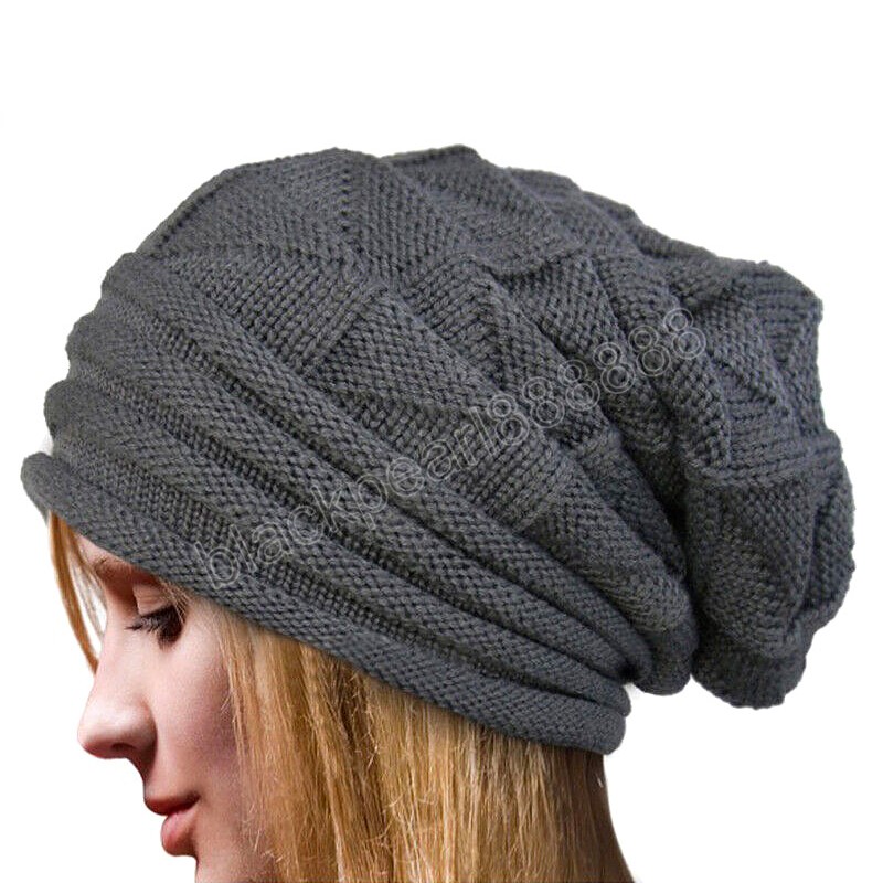 Klassiska stickade baggy beanie hattar för kvinnor män överdimensionerade unisex varma vinter hattar skidkapskallies beanies ull cap beanies