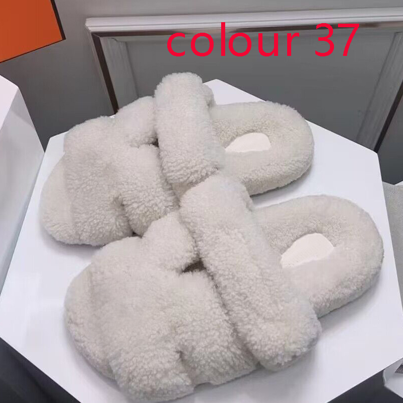 winter slipper fashion Lazy letter Flat bottom Hotel casual Slipper women designer shoes sexy Lady Cartoon Plush slippers keep warm wool flops size 35-41-42 With box