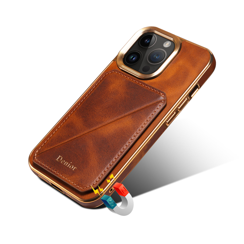 Luxury äkta läderplätering Vogue Phone Case för iPhone 14 13 12 Pro Max Hållbar retro magnetisk osynlig konsolt företag