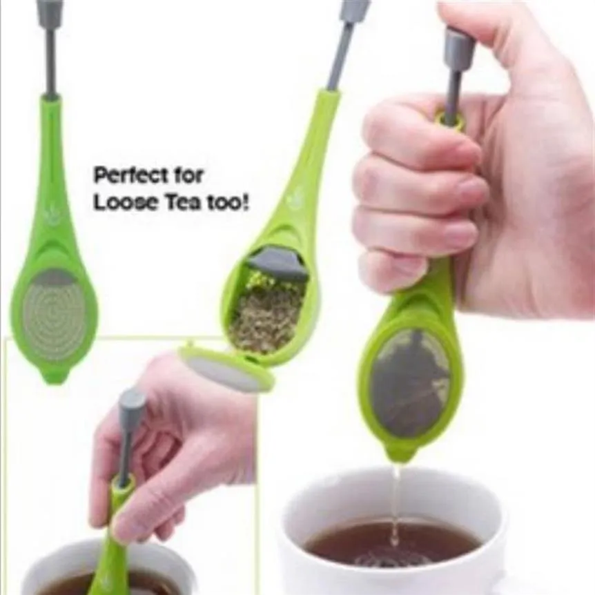 Reusable Convenient Tea Infuser Kitchen Tools Gadget Measure Coffee Tea Flavor Swirl Stir Press Healthy Food Grade Plastic Straine