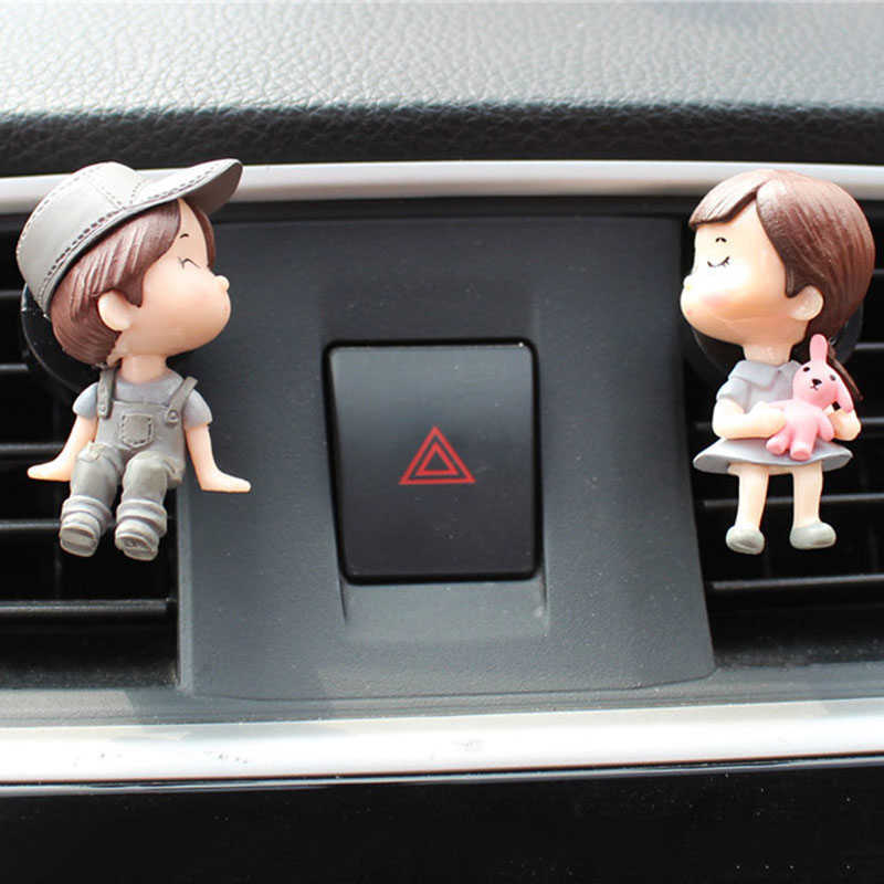 New Lovely Boy Girl Couple Car Decoration Accessories Interior Cartoon Lovers Car Perfume Air Vent Clip Cute Gift Auto Decoration