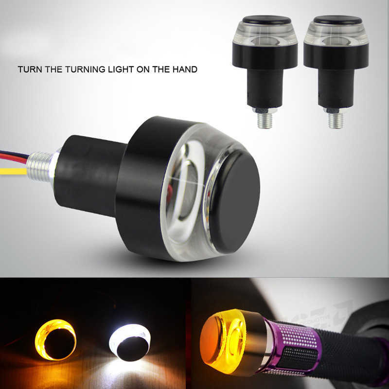 New 12V CNC Turn Signals Motorcycle LED Handle Bar End Blinker for 22mm Handlebar Signal Light Flashing for Handle Bar