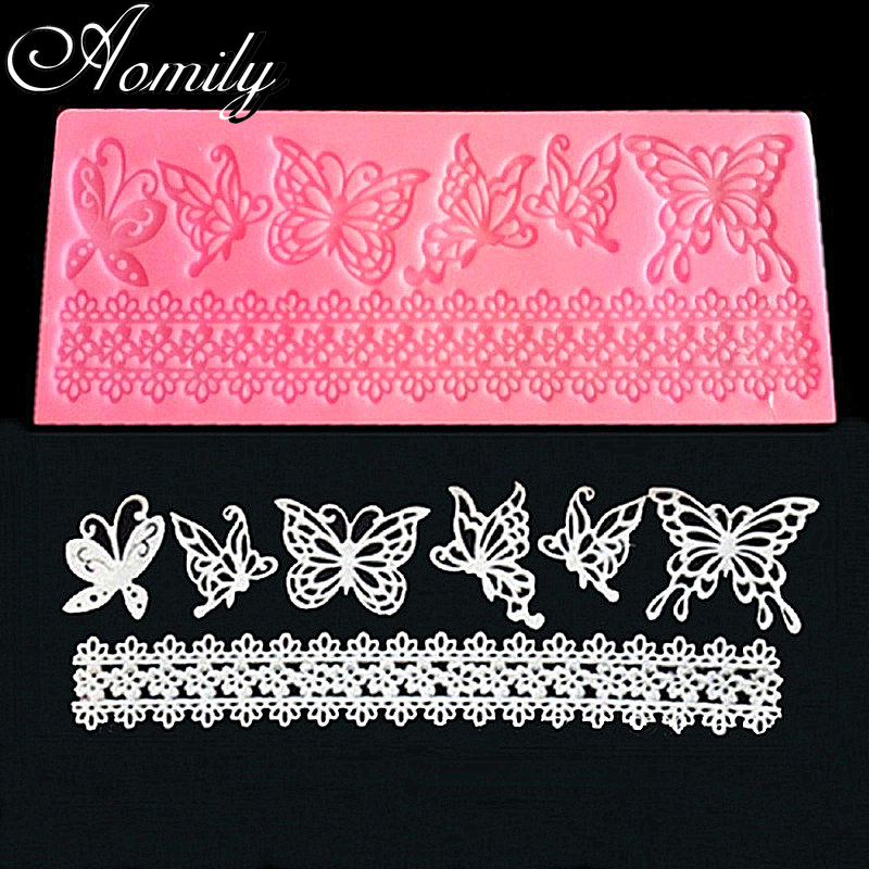 Moldes de cozimento Aomily Bolo de Casamento Silicone Linda Flor Lace Fondant Mold Mousse Sugar Craft Confeiteiro Pad Pastelaria Ferramentas de Decoração 230803