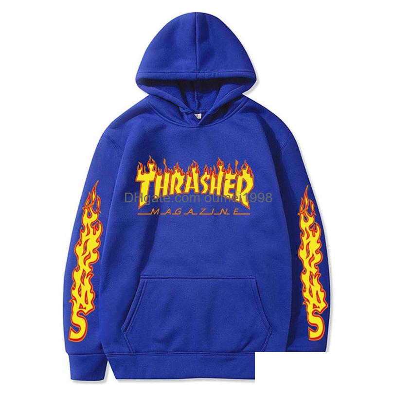 Mens Hoodies Sweatshirts European American Brand Thrashes Print Hoodies Men/Women Street Couple Casual Hip Hop Pullover Sweatshirts Tops