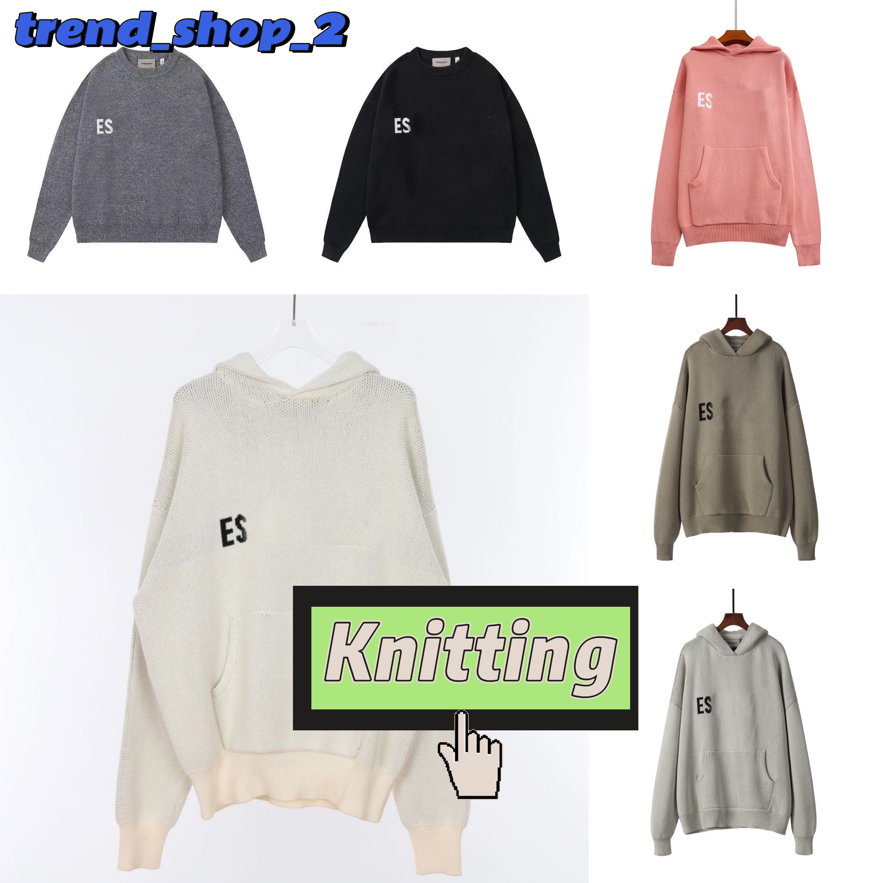 

2023 designer sweaters fashion men embroidery knitting long sleeve hoody pullover knitted letter knit hoodie winter selling essentialhoodie, Black