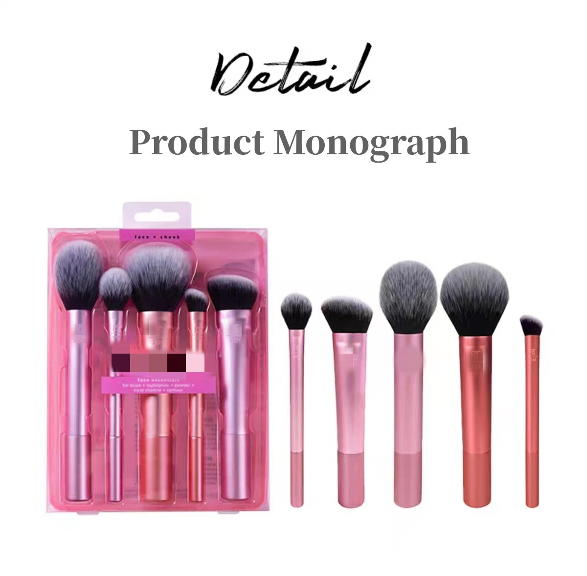 Real techniqus Conjunto de pincéis RT para maquiagem04183 Esponjas para esfumar, base, corretivo para blush, ferramenta de beleza com cerdas sintéticas ultrafelpudas