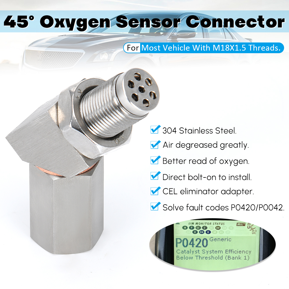 PQY - Universal Oxygen Sensor Extender 45 درجة 02 تمديد بونج المحول الحفاز O2 مستشعر الأوكسجين PQY -OSE08
