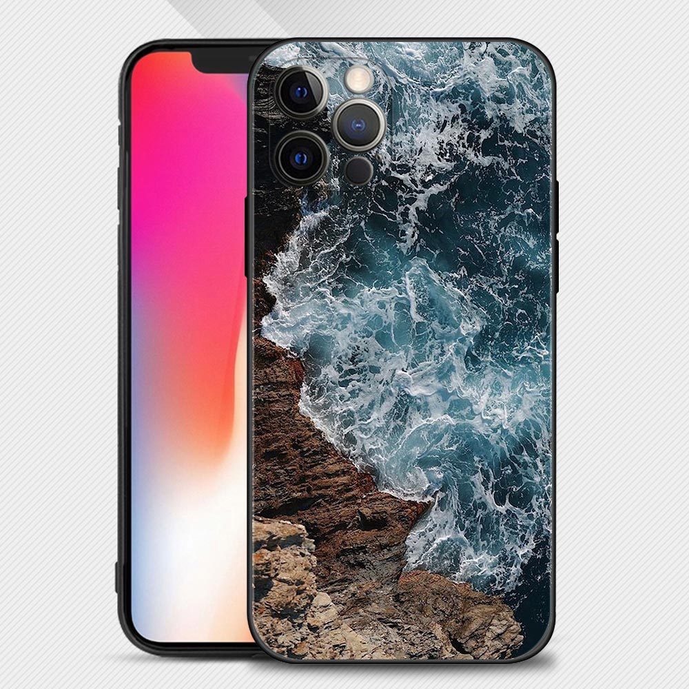 I15 landskap ocean mjuk tpu fodral för iPhone 15 plus 14 pro max 13 12 11 xr xs 8 7 iphone15 mode havs soluppgångar floder silikon mobiltelefon bakåt täckning hud