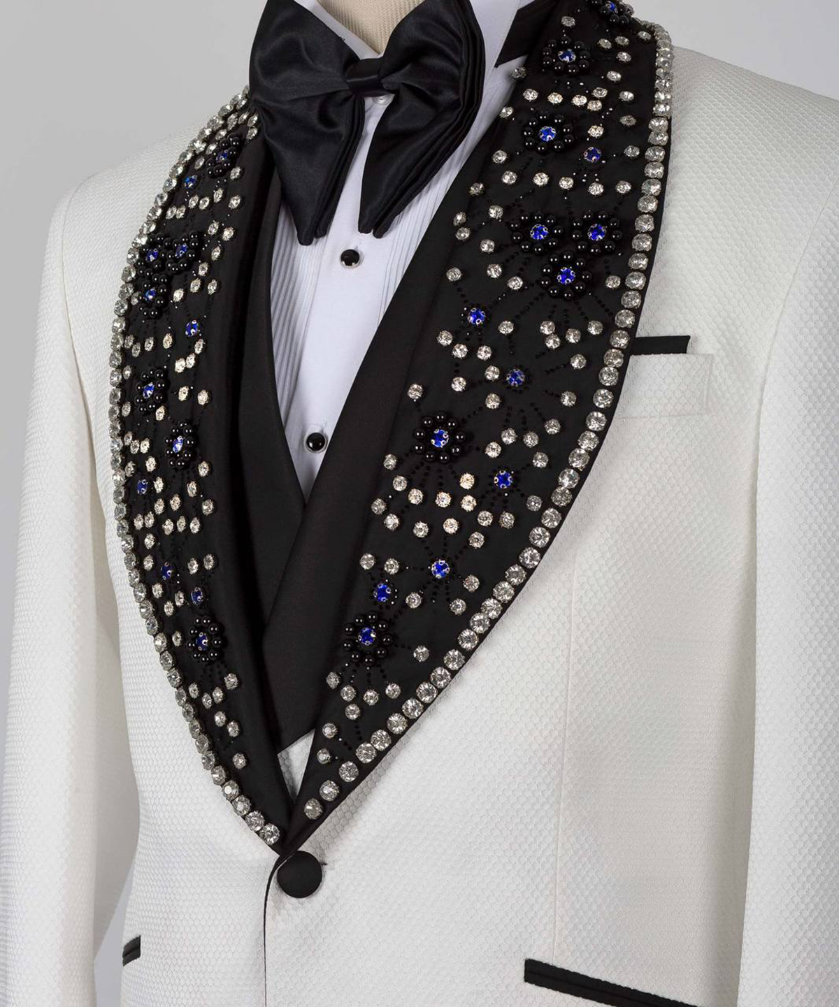 Luxury Men Wedding Jacket Shawl Lapel Slim Fit Suits For Man Crystal Pärlor 2 st.