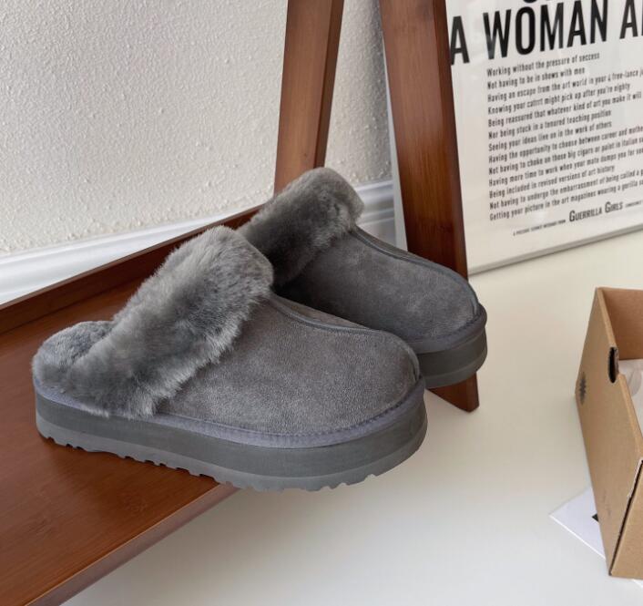 Женщины усиливают тапочки платформы снежные ботинки, сохранив теплый ботинок мягкие удобные плюшевые овчарные плюшевые тапочки с коробкой карты Dustbars красивые подарки