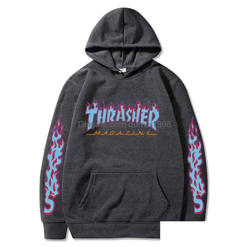 Mens Hoodies Sweatshirts European American Brand Thrashes Print Hoodies Men/Women Street Couple Casual Hip Hop Pullover Sweatshirts Tops