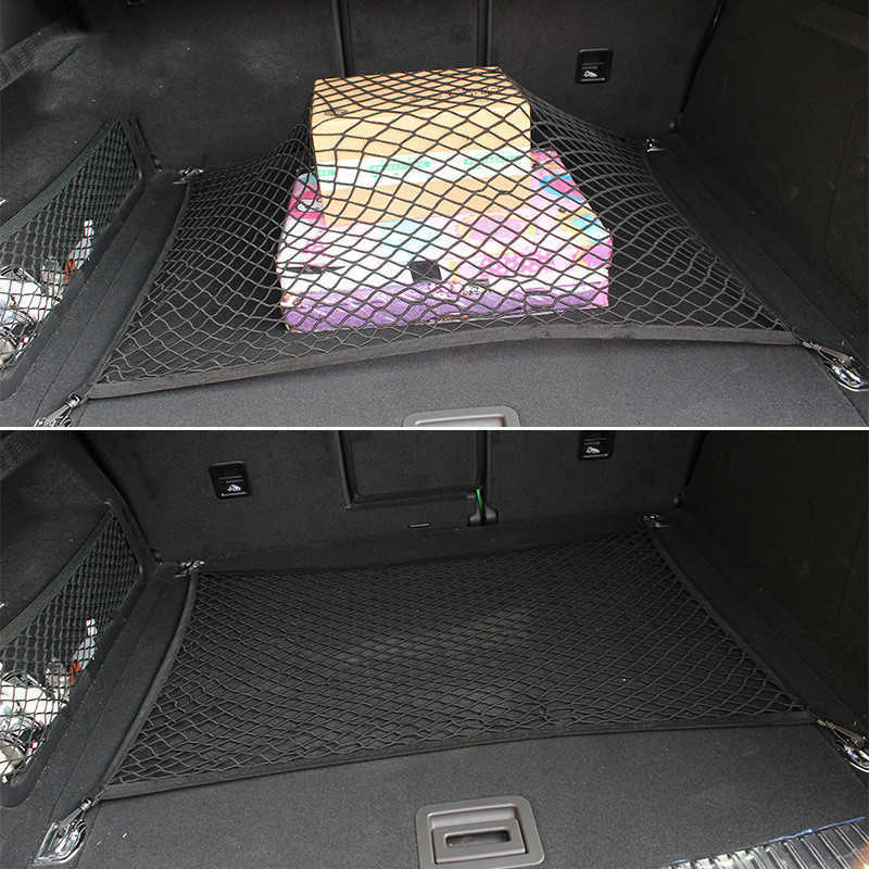 2024 2024 6 Size Car Boot Trunk Net Mesh Elastic Nylon Rear Back Cargo Trunk Storage Organizer Luggage Net Holder Car Accessories