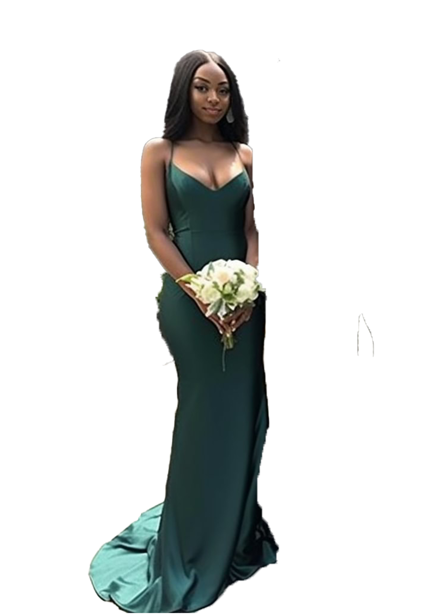 Abiti da damigella d'onore sexy a sirena verde scuro Plus Size Scollo a V con scollo a V Pieghe Lunghezza pavimento Abiti da damigella d'onore Abito da cerimonia nuziale Custom Made