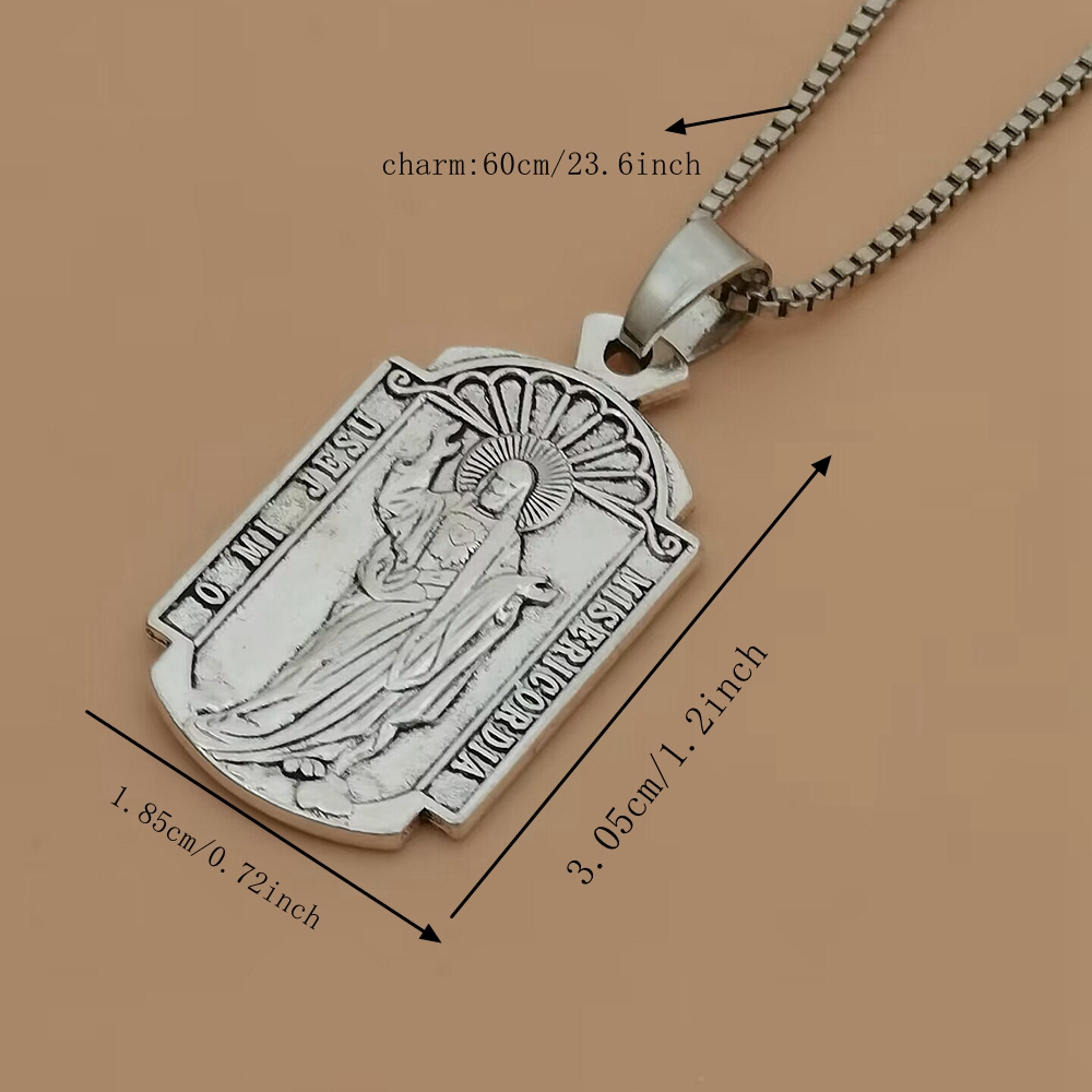 Alloy O MI Jesus MISERICORDIA Pendant Necklace For Men Catholic Jewelry A-239d