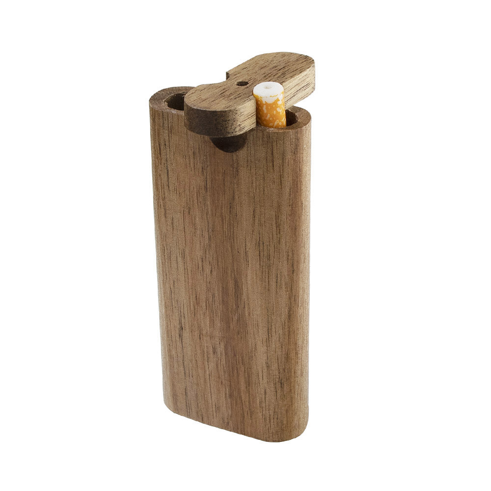DIY Wooden Cigarette Box Pipe Handmade Wood Dugout with Ceramic Pipes Cigarette Filters Wooden Box