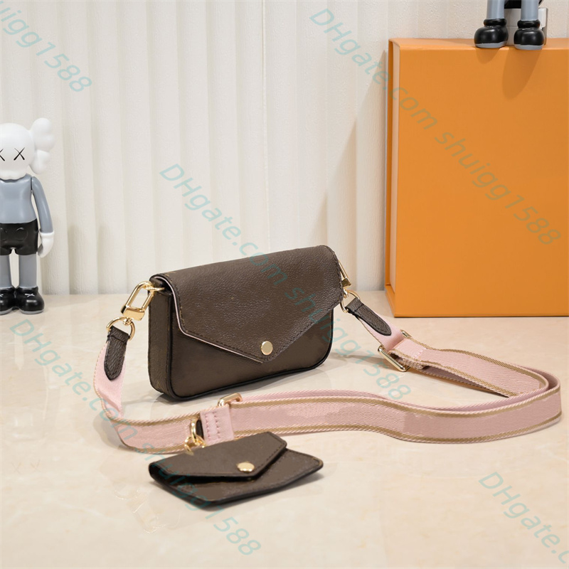 High Fashion Designers Shoulder Bag M80091 F E Licie Rand Handväska män Kvinnor 2 datorer Set Purses äkta läderkedja Cross Body Påsar Koppling Mynt Plånbok Partihandel