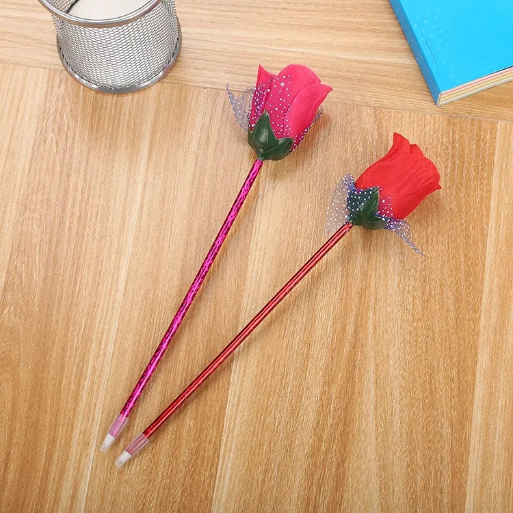 Wholesale Rose Ballpoint Pen Creative Artificial Flower Decoration Beautiful Office School Stationery Personalized Writing Pen for Valentine's Day Wedding gift