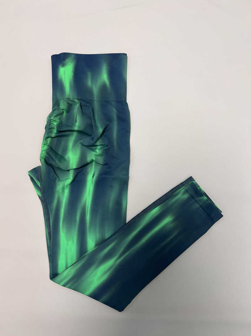 Neue Aurora Tie Dye Yoga-Hose für Damen, nahtlos, hohe Taille, pfirsichfarbene Hüfte, Fitness, schnell trocknende Sport-Leggings