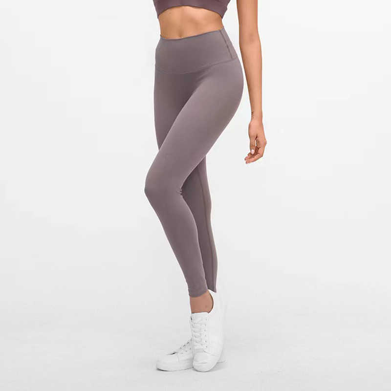 Rikta in ett stycke som skär Hög midja Yoga Leggings Fitness Tummy Control Squat Proof Elasticitet Kvinnor Sportbyxor byxor