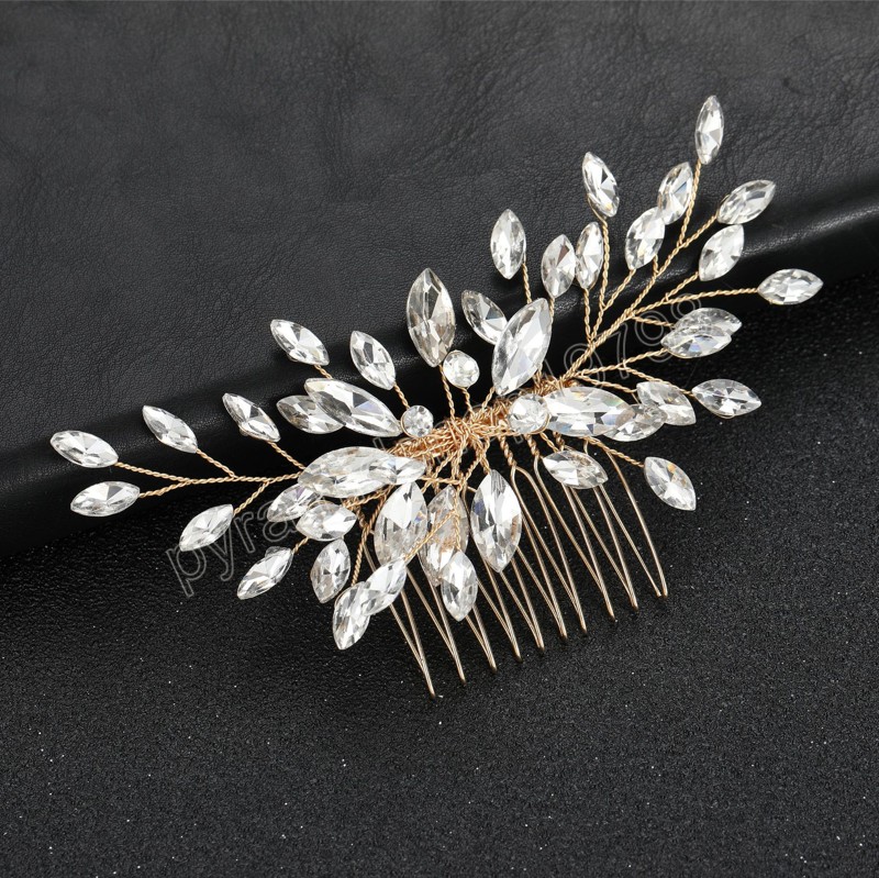 Bride Hair Comb Side Pin For Women Rhinestone Shiny Hairpin Clip Fashion Tiaras Wedding Hair Accessories Jewelry Girl Party Gift