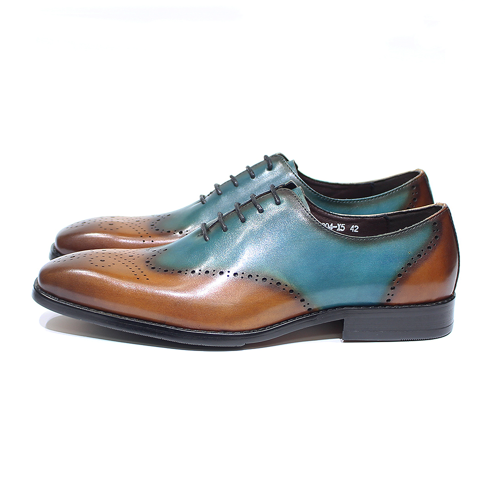 Oxfords italianos con punta de ala para hombre, zapatos de vestir formales de fiesta de boda hechos a mano para hombre a la moda de cuero de vaca auténtico para hombre