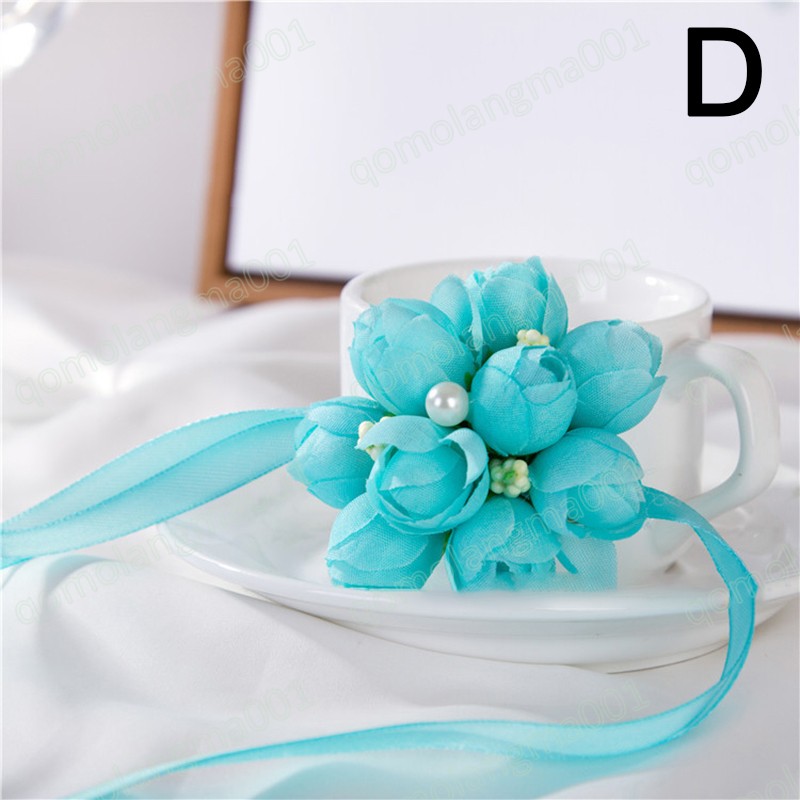 Wedding Wrist Flowers Rose Wrist Corsages Party Dance Hand Flower Bridesmaid Silk Flower Bracelet for Wedding Accessories