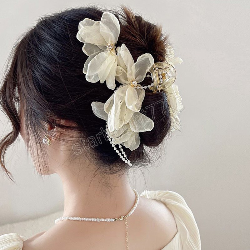 Large Size Flower Hair Clip Claws Hair Crab For Girls Barrettes Hairpins Women Summer Fashion Ornament Hair Accessories