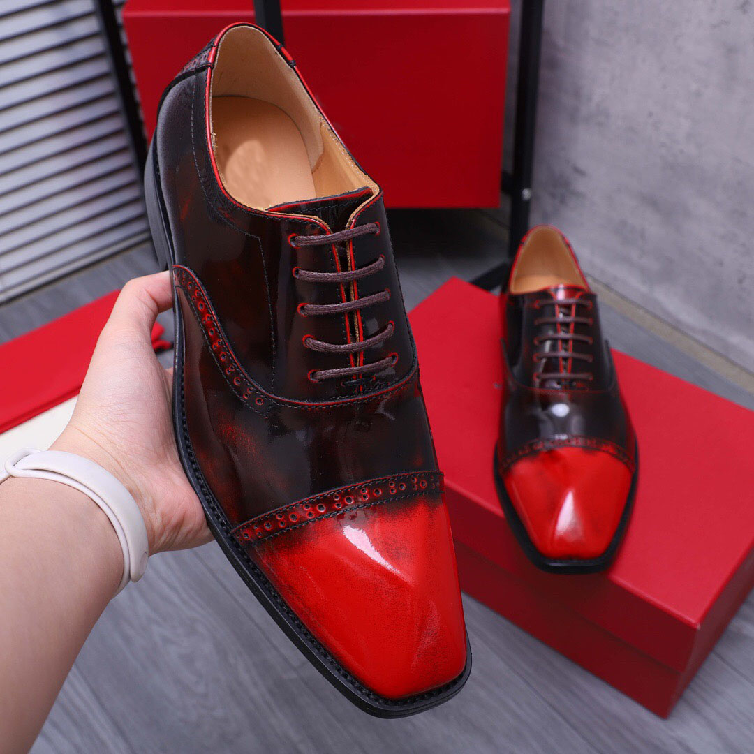 2023 Male Wedding Formal Party Dress Shoes Men Lace Up Business Flats Brand Designer Casual Outdoor Oxfords Size 38-44