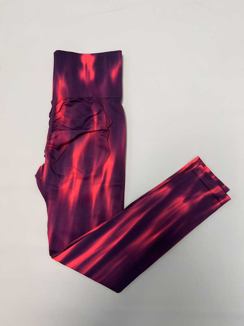 Neue Aurora Tie Dye Yoga-Hose für Damen, nahtlos, hohe Taille, pfirsichfarbene Hüfte, Fitness, schnell trocknende Sport-Leggings