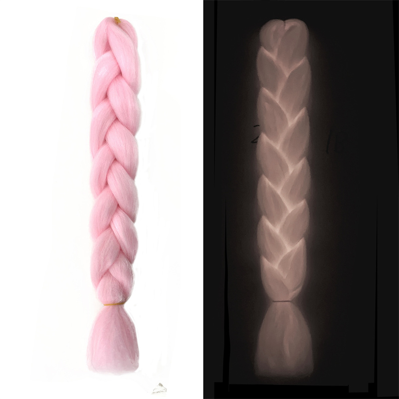 Jumbo lumineux tresse 24 pouces Crochet tresses Extension de cheveux rose blanc violet bleu Extensions de cheveux fournitures de fête