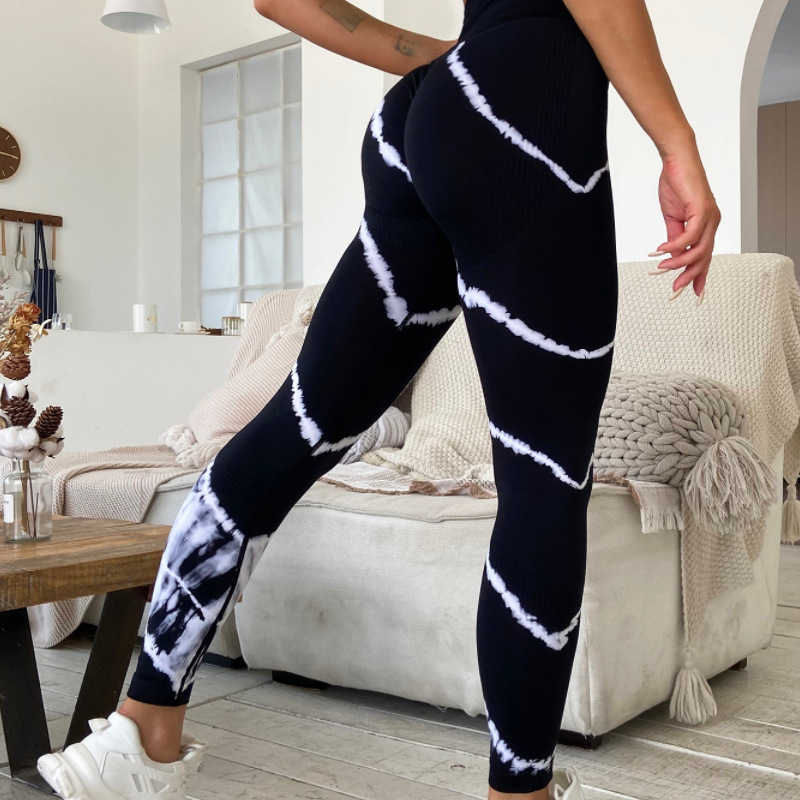 Nahtlose Tie Dye Leggings Frauen Sexy Fitness Gym Legging Push-Up Hohe Taille Sport Hosen