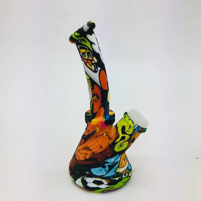 6.5 pulgadas Camuflaje Color Cubilete Diseño Silicona Tubería de agua Bong Con 14 mm Tazón de vidrio Downstem Irrompible Dab Oil Rig Bongs