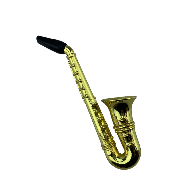 Sax Saxophone Métal Fumer Tuyaux Herbe Sèche Tabac Portable Main Fumée Puff Pipe